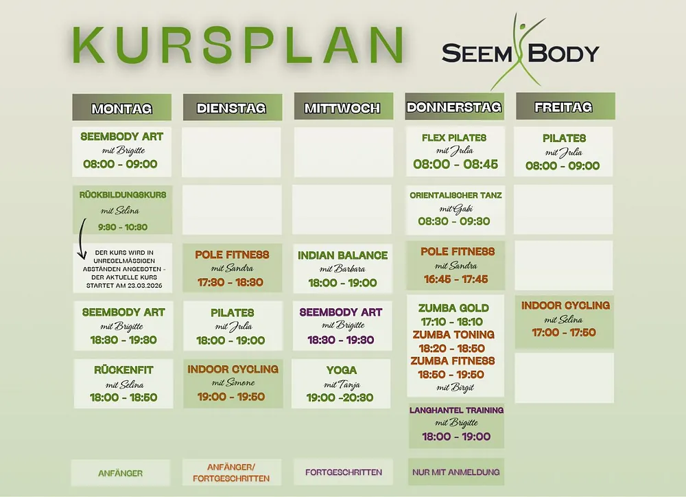 Fitnesskursplan