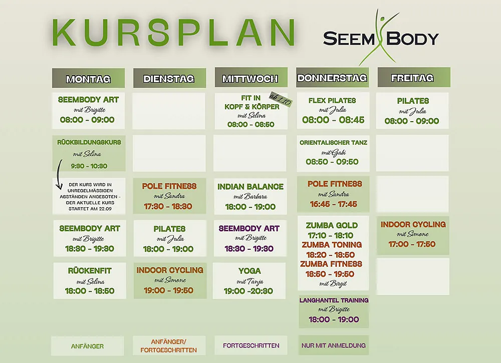 Fitnesskursplan
